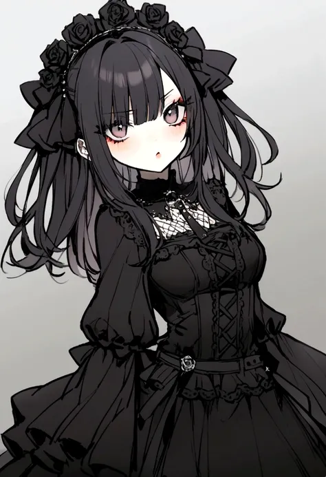 1 girl, gothic, wearing casual clothing.,