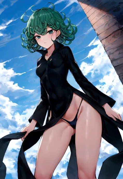 ((ultra quality)), ((work of art)), ((真实感)), (detailded),(4K), tatsumaki, one punch man,((sexly)), (medium breasts), (expressão facial sexly), (delicate breasts),(( semi raised dress)), (raised white thong panties),(rosy cheeks), close no rosto,(photograph...