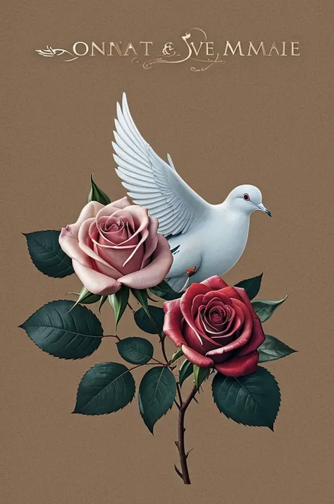 Make me a funeral home logo of a rose making smoke to a dove 