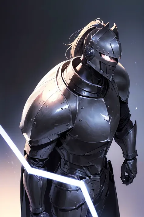 (masterpiece; best quality: 1.2), ((full armored knight man)), ((solo)), (black eyes: 1.4), (body; toned, lean, masculine: 1.3), (beautiful and clear background: 1.2), ((depth of field)), (equipment: full plate all-dark black realistic-armor + closed helme...