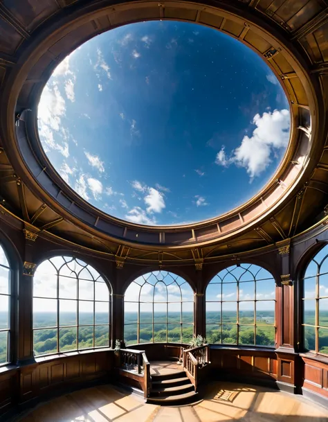 The 18th century telescope was located in an indoor observatory on the top floor of the building, with the sides of the circular dome roof opening to the left and right, allowing a long telescope to be pointed diagonally upwards to observe the starry sky. ...