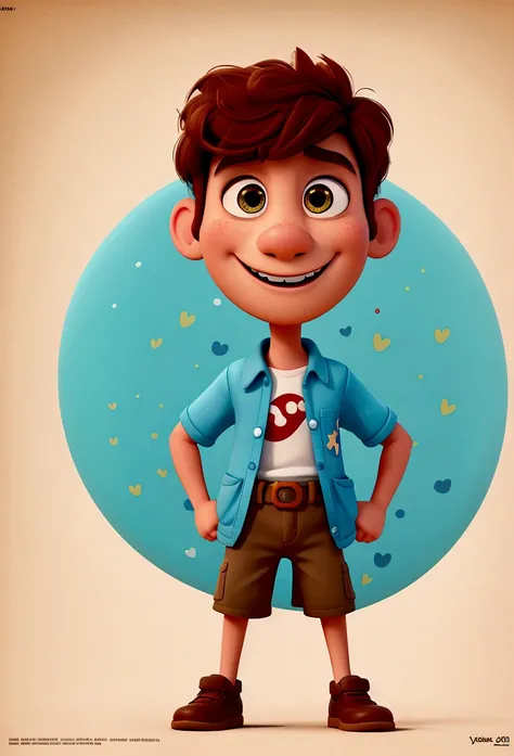 Disney Pixar style poster, Lucas, with his contagious enthusiasm and optimistic nature, who has the power to transform into a dog boy.