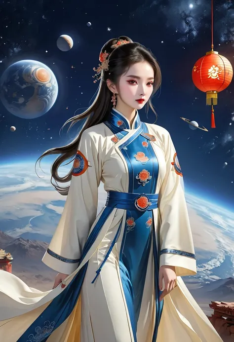 National trend space suit，Chinese elements，Hanfu elements，(((Space suit professionalism)))