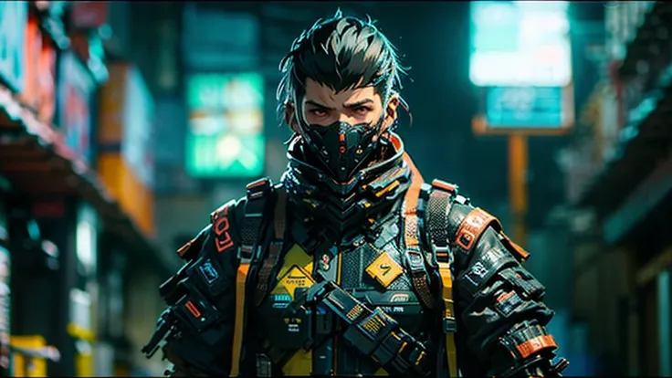 Handsome Boy Cyberpunk Beat Beutifull, Handsome cyberpunk boy pacing on neon-lit streets, The skyscrapers exude a futuristic vibe, Complete your style with bold colors and modern accessories, The boys cyberpunk style and hip-hop movement reach a climax, fo...