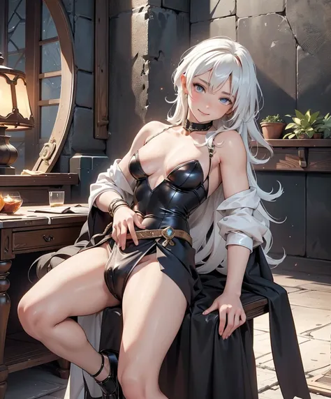 (((Luxurious white hair and sexy smirk.))) (((18 years old.))) (((18yo.))) (((Cute smirk.))) (((Single character image.))) (((1boy))) (((Looks like beefcake male fantasy character.))) (((Looks like Chris Hemsworth.))) (((Dressed in medieval fantasy attire....