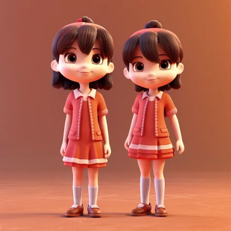 a close up of a cartoon girl with a red dress and brown shoes, animation character, 3 d character, 3d character, cute 3 d render, 3 d character render, cute character, cute cartoon character, stylized character, character is in her natural pose, character ...