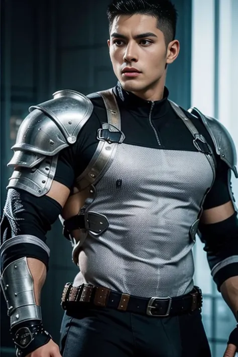  Quarter body shots photorealistic handsome hunky masculine dark skinned Aqualad unreal engine, extremely attractive male wearing white and silver bodysuit, extremely masculine physique, intricately detailed metal body armour, super bulge, realistic skin, ...