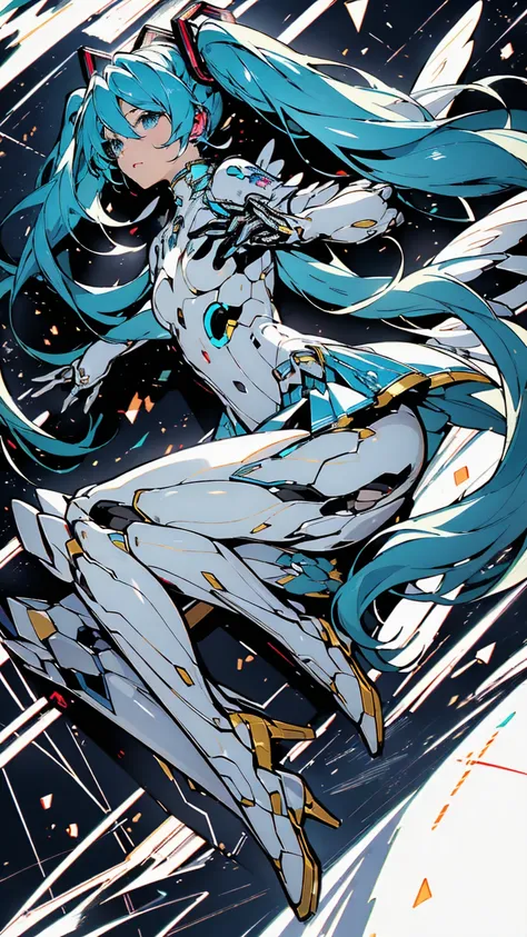 piece
((((masterpiece, expensive quality, very_expensive_solve, アニMechaラー, Exquisite design, Visual Arts, expensive quality)))), (((Hatsune Miku VOCALOID))), Twin tails, Turquoise Hair, Mecha, One girl, cyber punk, Realistic, Mechanical parts, ((((Angel Wi...