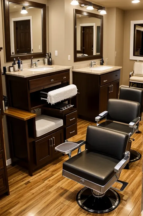 Barber station in the living room of a house