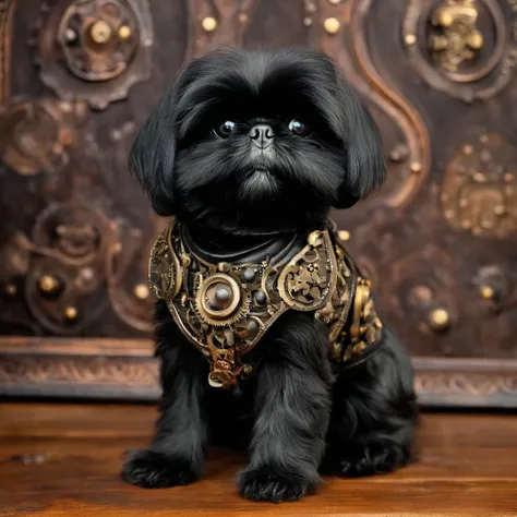 Adorable small black Shih Tzu puppy 