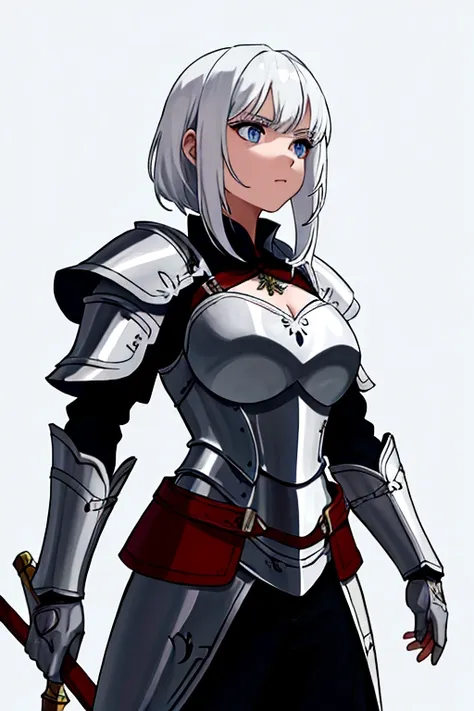 a white-haired warrior girl in armor