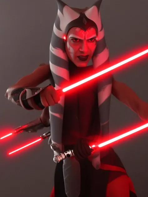 (masterpiece), (best quality), ahsoka tano, red lightsaber, dark ahsoka, sith
