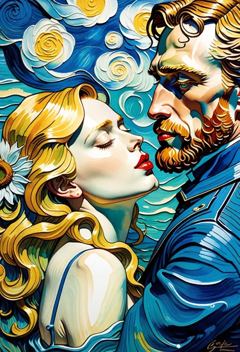 I KISSED THE SEXIEST ONE IN SCHOOL Van Gogh Style, water colour, trends on artstation, sharp focus, studio photo, details Intricate, highy detailed, Tenente Greg Rutkowski