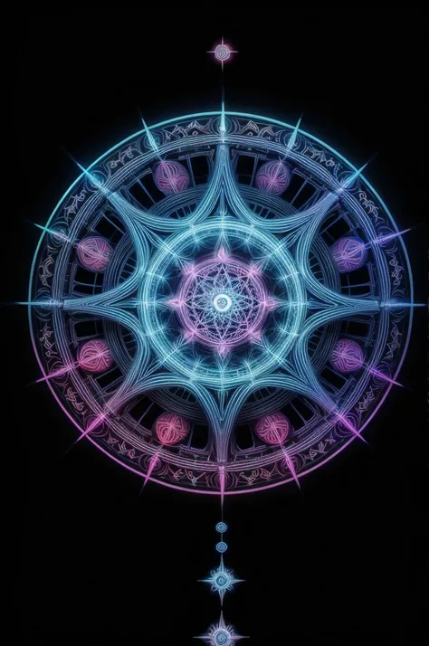 colorful sacred geometry image , black backdrop, 