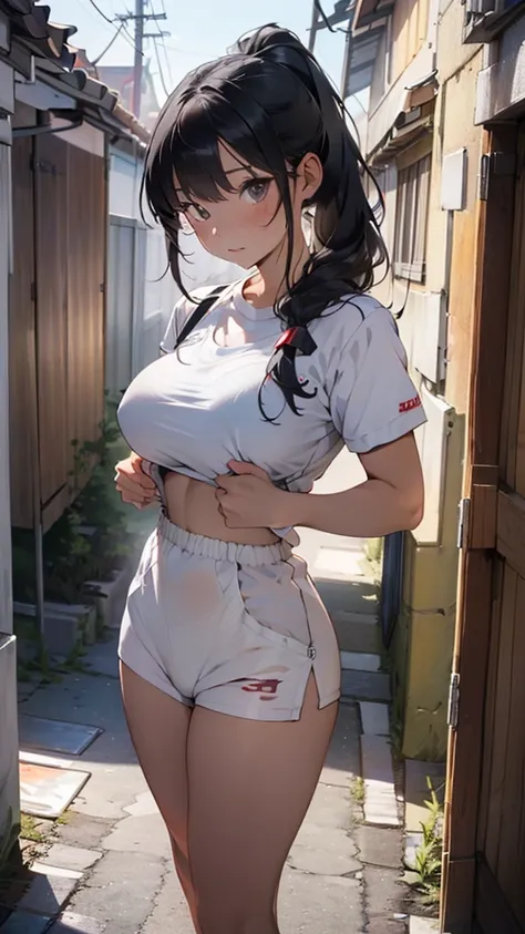 ((best quality, ultra-detailed, volumetric lighting)), 1 beautiful woman(( 28s, huge breasts,fitness body, beautiful, long hair ponytail)), nurse, ((nude))