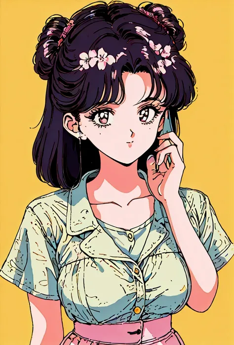 an anime girl , in 80s style off work