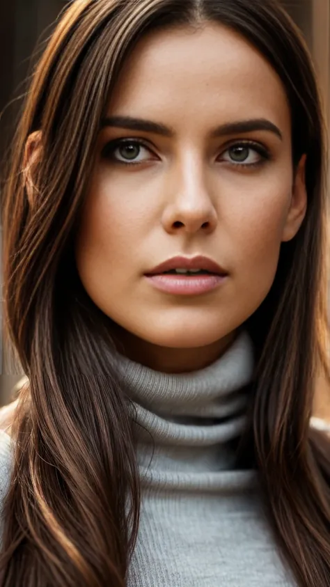 A woman with long hair and a turtleneck top, Gorgeous and attractive face, Attractive female face!!!, Attractive beautiful face, Very beautiful face, Photorealistic beautiful faces, A stunning face, Gorgeous face, Beautiful and realistic face, Perfect Face...