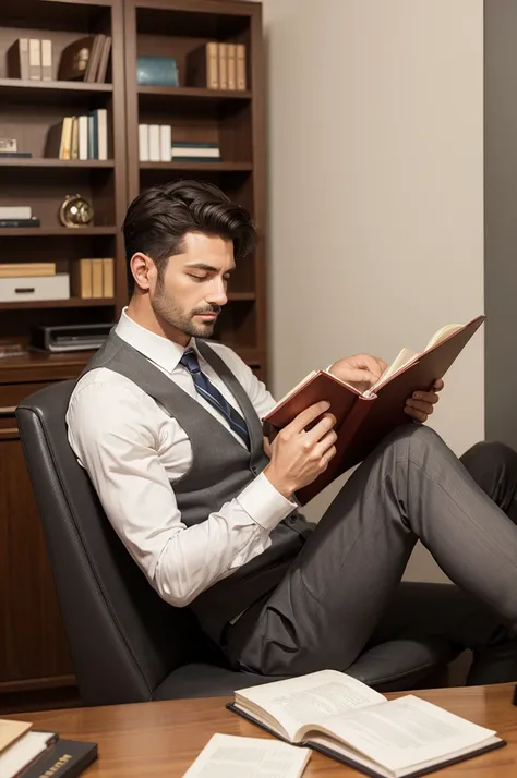 Man reading in his luxury office