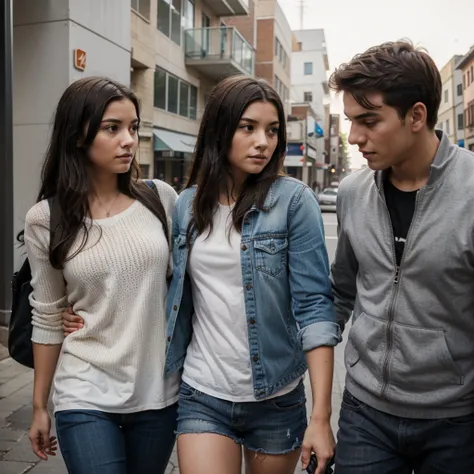 a young woman leaves with a young man while a young man watches them from afar