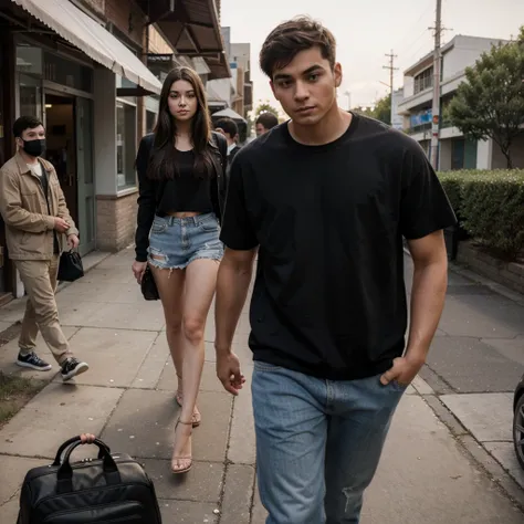 a young woman leaves with a young man while a young man watches them from afar