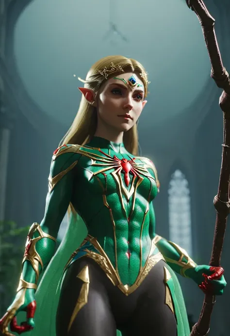 A beautiful princess Zelda style spider woman ultra detailed cinematic best quality 