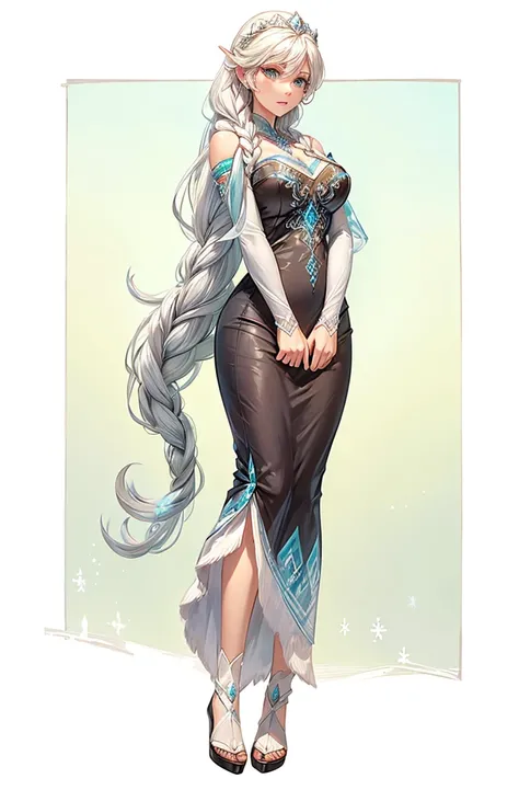 A woman Long hair Ice dress like Elsa from Frozen Ram&#39;s horns Medium petios 