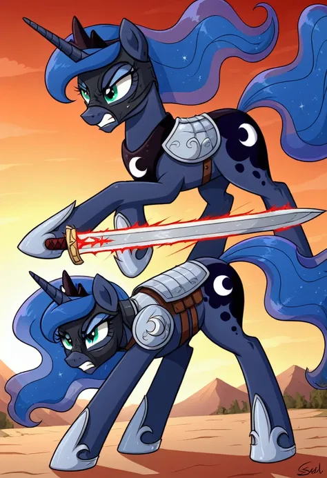 Pony Prince Luna Black .black head mask  angry in the  armor fight sword  Womans pony
