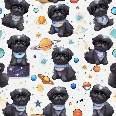 Adorable small happy black Shih Tzu Pixar 3D cartoon
