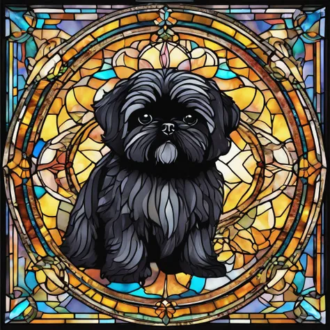 Adorable small happy black Shih Tzu Pixar 3D cartoon
