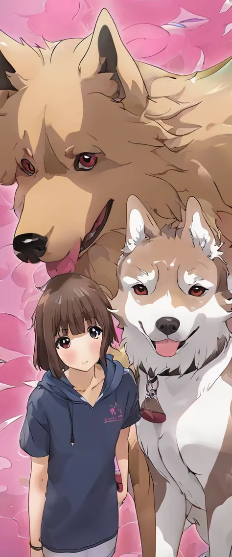 (duo),(mako_mankanshoku),(canine),quadraped_dog,brown_fur, young_teen,oblivious,pink nipples, focused face, young apperance, ora...