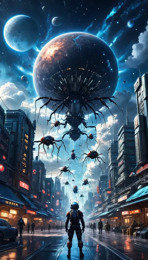 (best quality, 4K, Eight thousand, high resolution, masterpiece:1.2), Extremely detailed, (Practical, фотоPractical, фотоPractical:1.37)，Giant ants break through the clouds，Large target, Like a planet，ультраPractical реализм，Epic dreams，Beautiful sci-fi ar...