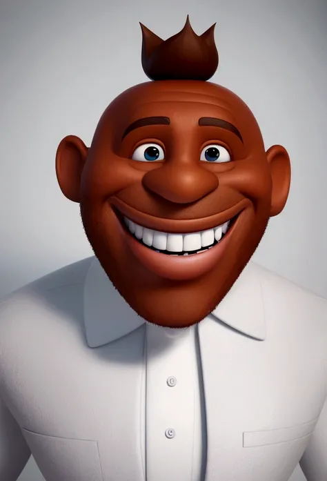 Ilustración de smiling man, Crazy smile, brown-skinned man with a giant smile., smiling happily at the camera, Cheek Smile, he is smiling, very big smile, smiling man, headshot profile photo, laughing huge smile, drawing in 3D artistic style, c4d, pure whi...