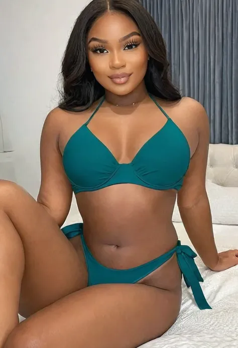 (best high quality:1.5), art of work, (8k), extremely detailed, (High details:1.4), Solo, ((24 year old pretty perfect Angolan female)), (thong bikini),