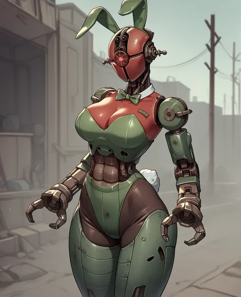 score_9, score_8_up, score_7_up, score_6_up, score_5_up, source_furry, assaultron, fallout, 1girl, solo, breasts, looking at vie...