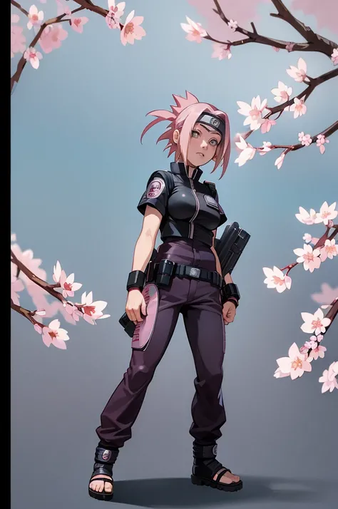 (((Sakura Haruno NARUTO))),(((Wearing police clothes))),(((Alone)))