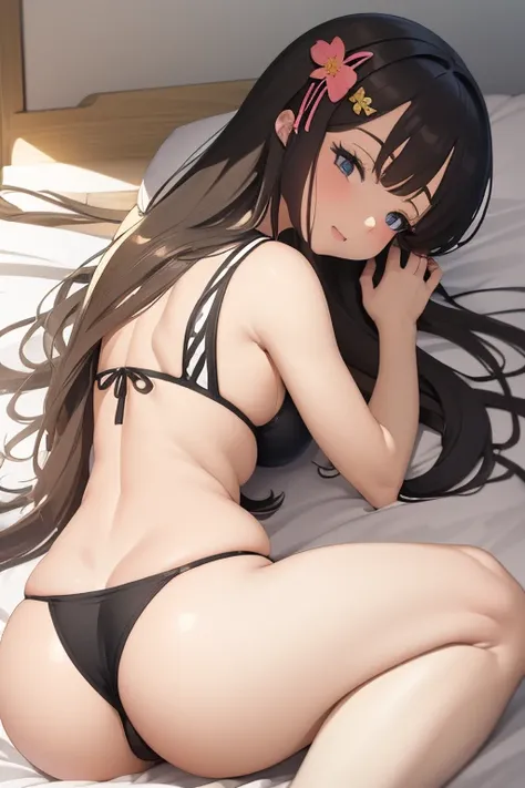 1 Anime Girl, Beautiful big ass, Idol Anime Girl, Glamorous Body, Anime girl in a micro bikini, Anime girl with her hips raised and her butt sticking out, Anime girl sleeping in bed,