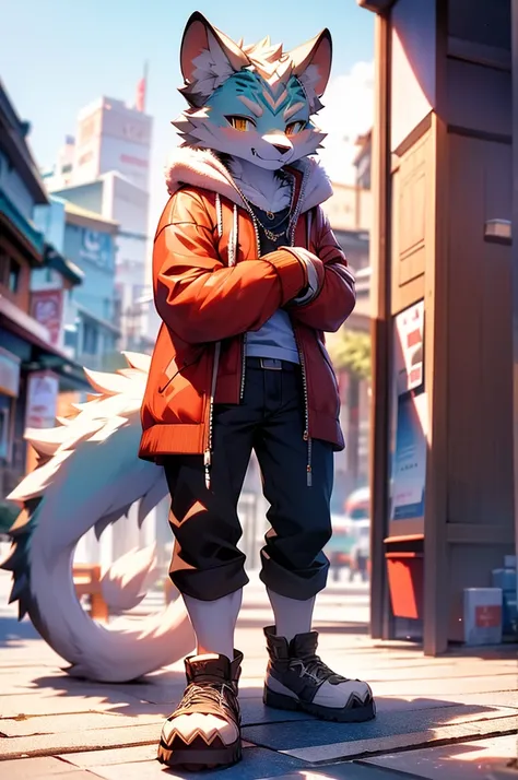 Guara wolf, mascle, furry, nya, wearing cold clothes, best qualityer,3d, 8K, anime styling
