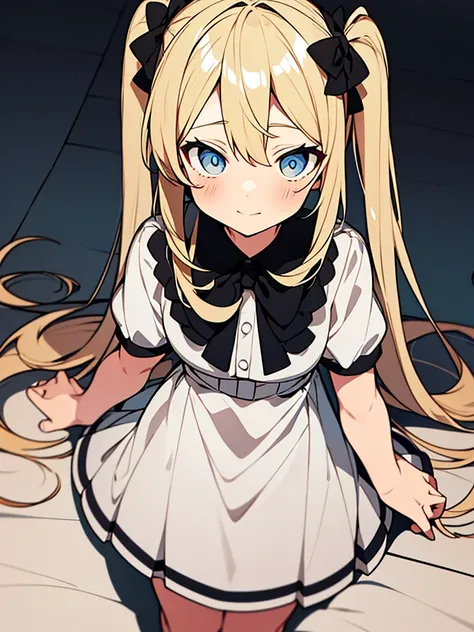 Blonde　Twin tails　11 years old　White dress　anime