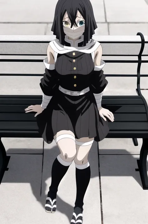 anime girl in a black and white dress sitting on a bench, anime character; full body art, anime girl wearing a black dress, anime woman fullbody art, anime full body illustration, 1 7 - year - old anime goth girl, shikamimi, anime visual of a cute girl, de...