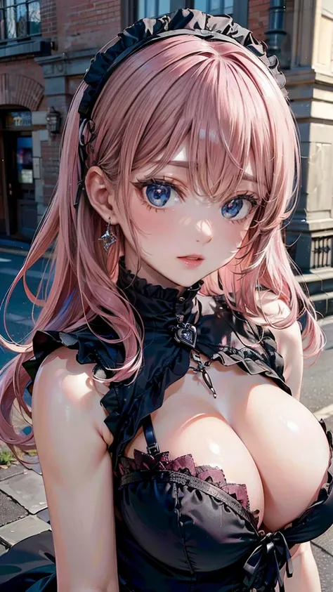 (Masterpiece, BestQuality:1.3), (ultra detailed:1.2), (hyperrealistic:1.3), (RAW photo:1.2), High detail RAW color photo, professional photograph, (Photorealistic:1.4), (realistic:1.4), (Pink Hair:1.5), professional lighting, perfect anatomy, (Big Breasts:...