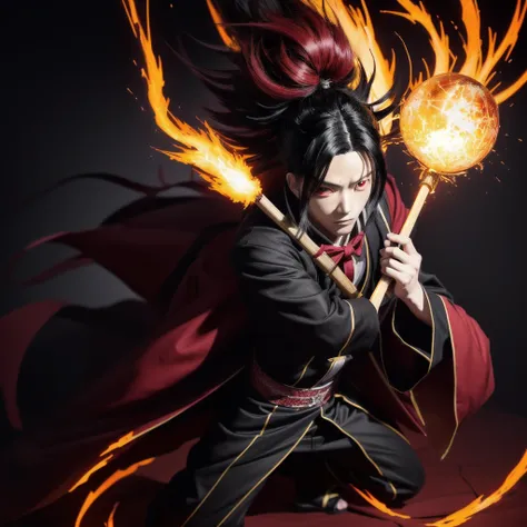 anime characters in a fire scene with a fireball in the background, demon slayer artstyle, kimetsu no yaiba, demon slayer rui fanart, demon slayer, tanjiro kamado, fire!! full body, official art, beautiful!!, (fire), !!beautiful!!, high quality fanart, adv...