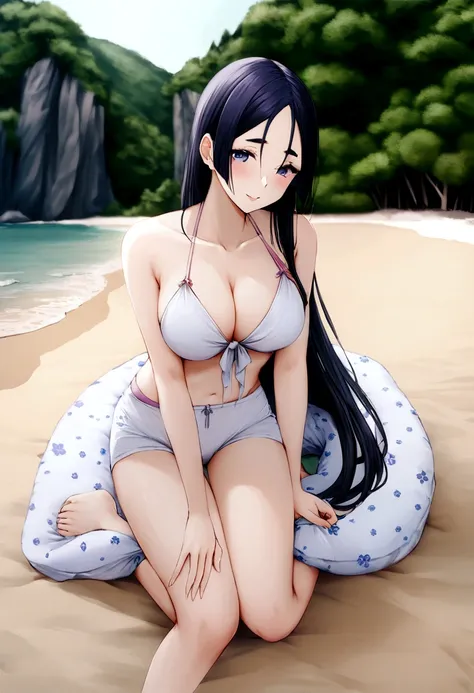 Minamoto No Raikou, Lancer, Minamoto No Raikou Lancer, Summer, Summer Raikou, masterpeace, best quality, lightroom, natural, perfect,raw, intricate, high quality, Beach, borisu