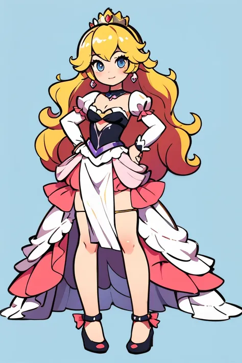 princess peach, character design, clipart, full body, high contrast, flat_colors, character design,