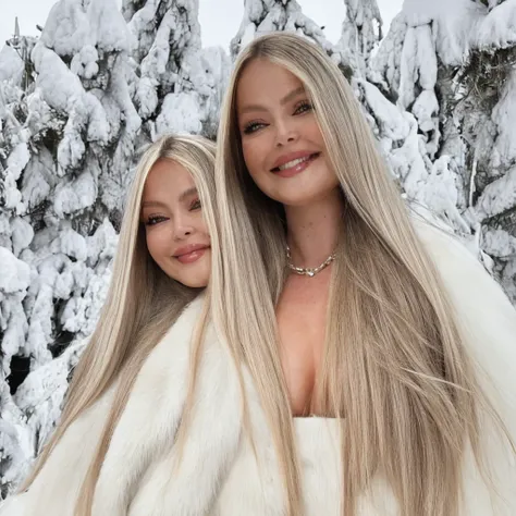 a very long and very large white mink fur coat with a huge, very thick fur collar , three layers , fifty centimeters thick, sur ...