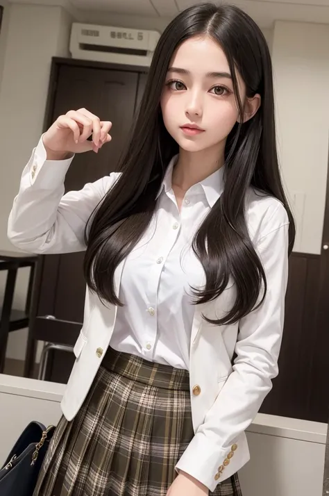 she is a beautiful girl with long dark hair, olive eyes and fair skin. She has a slim figure and is of average height. She has a very strict and serious behavior, often seen wearing a crisp white shirt, a plaid skirt and a blazer with the school emblem on ...