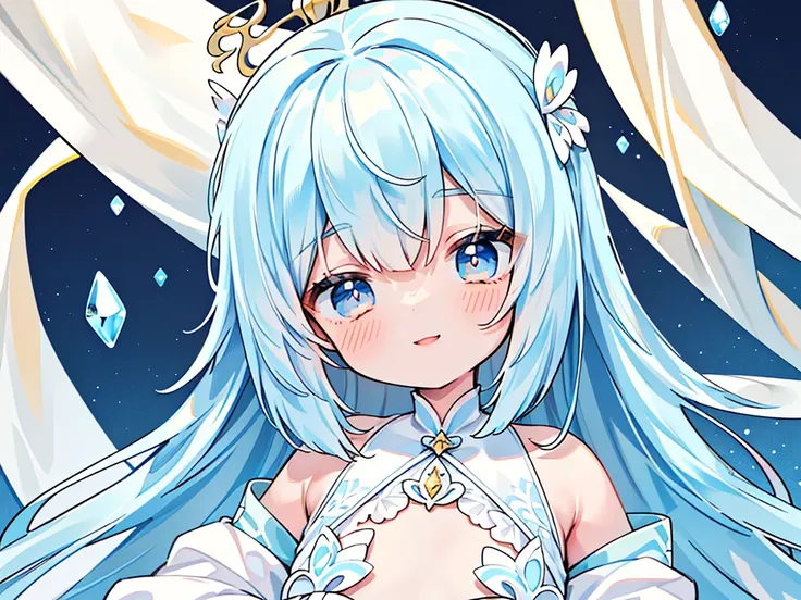 masterpiece, best quality, extremely detailed, (illustration, official art:1.1),adorable face、 1 girl ,(((( light blue long hair...