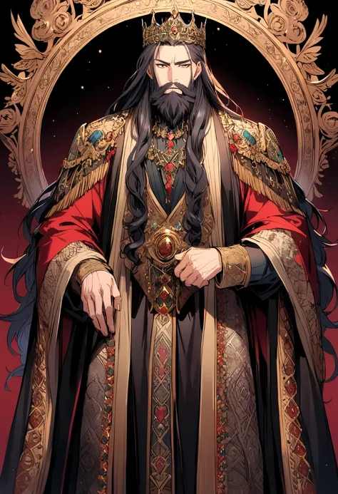 king, beard long hair