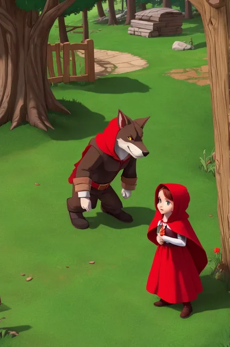 Little Red Riding Hood and the Big Bad Wolf in story animation