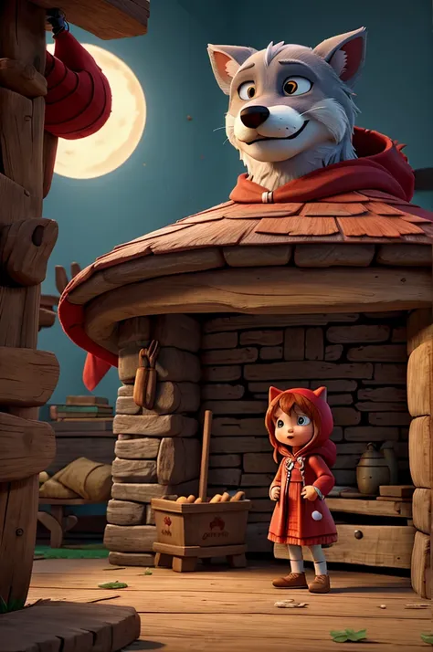 Little Red Riding Hood and the Big Bad Wolf in story animation