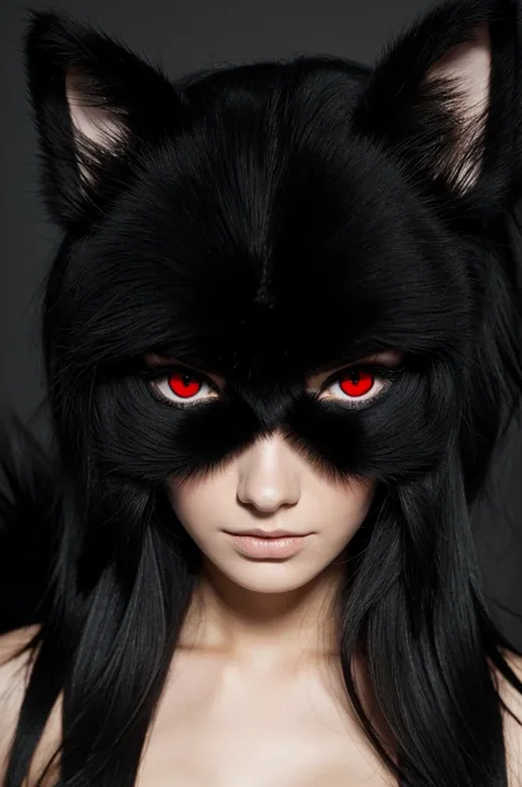 black fur, white skin and red eyes 